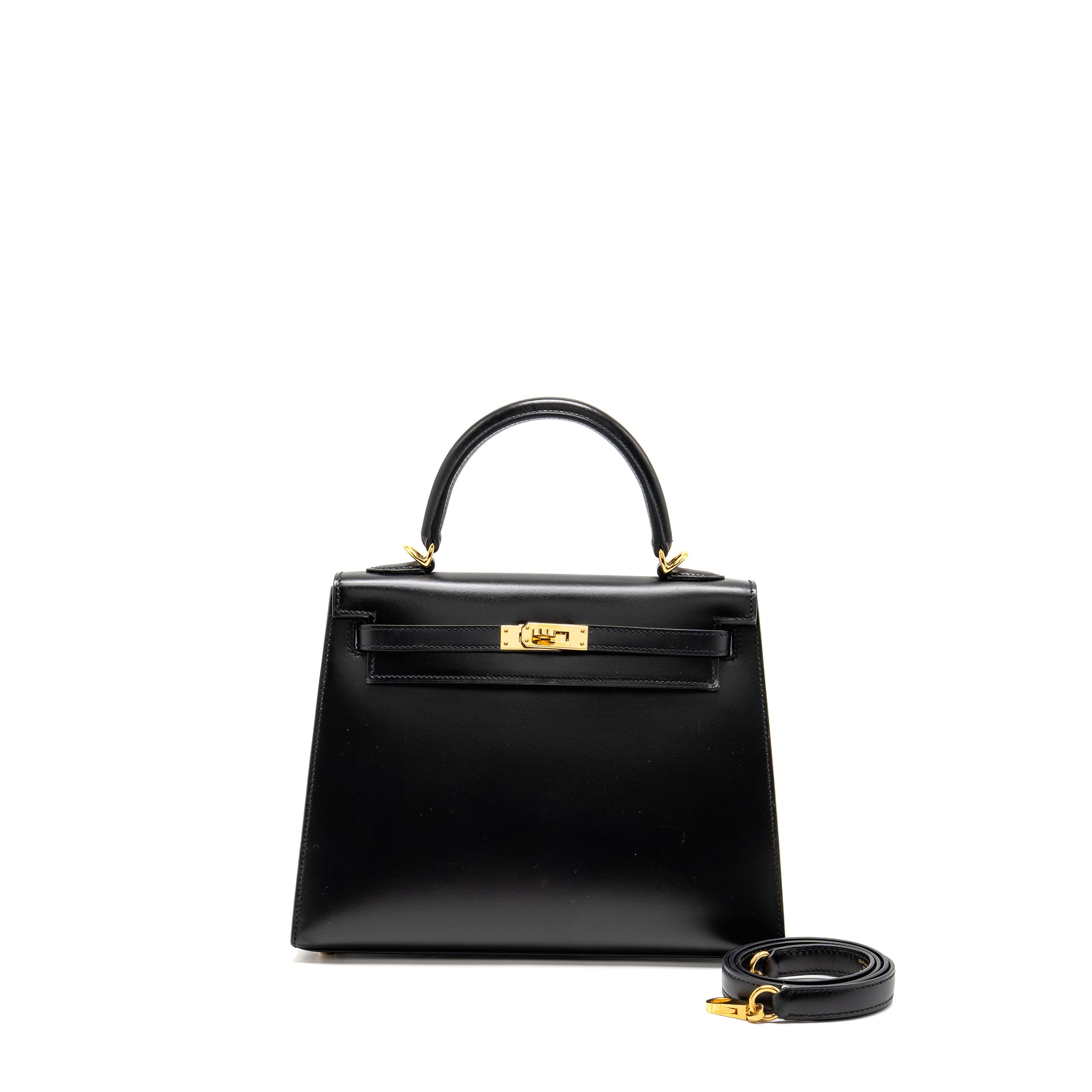 HERMES KELLY 25 BOX BLACK GHW