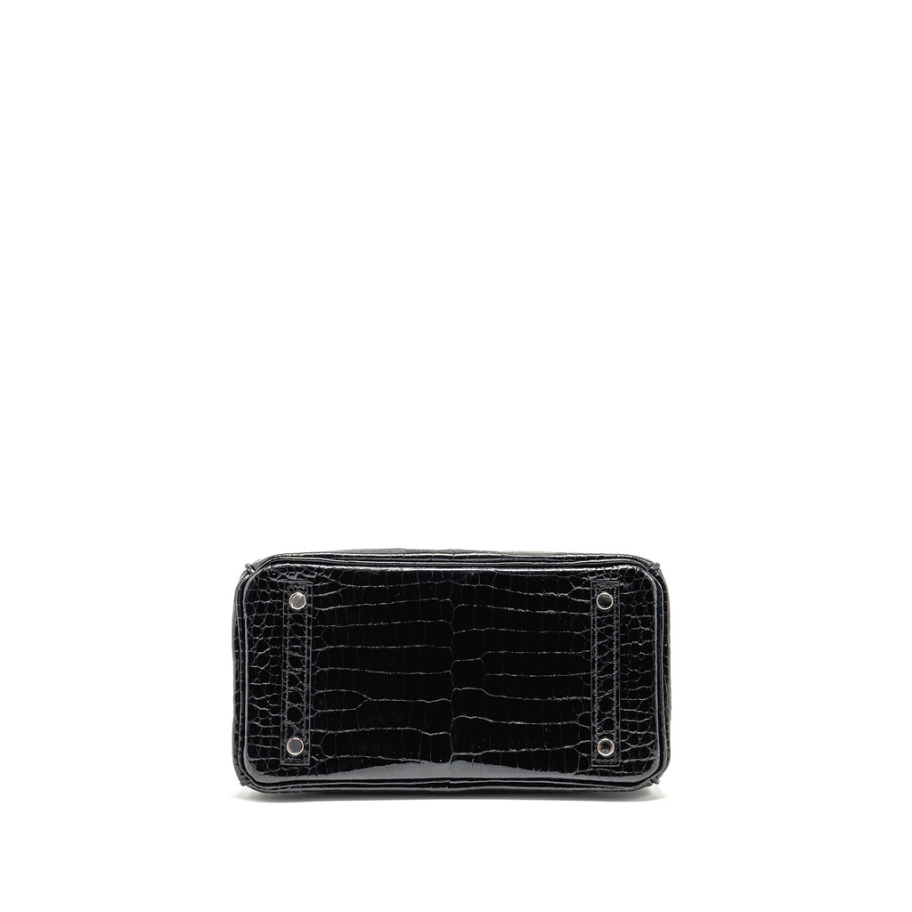 HERMES BIRKIN 25 SHINY CROCODILE POROSUS BLACK SHW