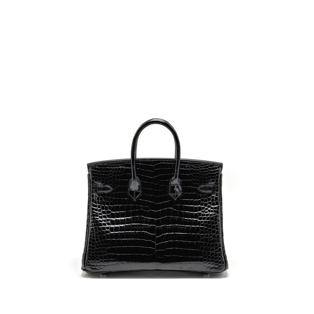 HERMES BIRKIN 25 SHINY CROCODILE POROSUS BLACK SHW