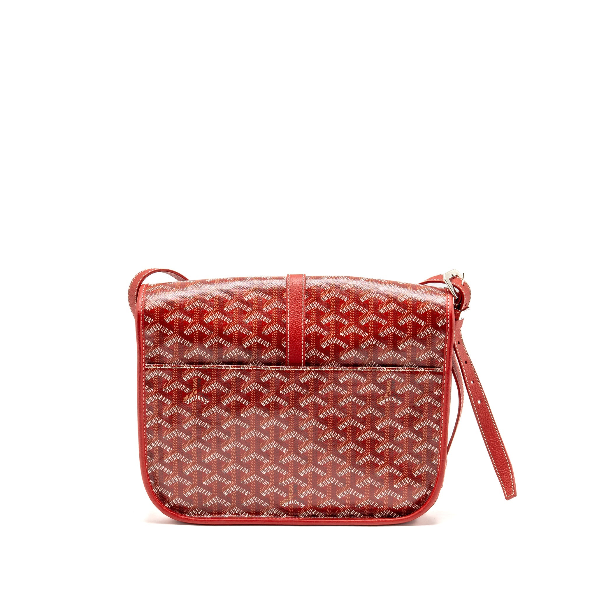 GOYARD BELVEDERE MM MESSENGER BAG GOYARDINE CANVAS/CALFSKIN RED SHW