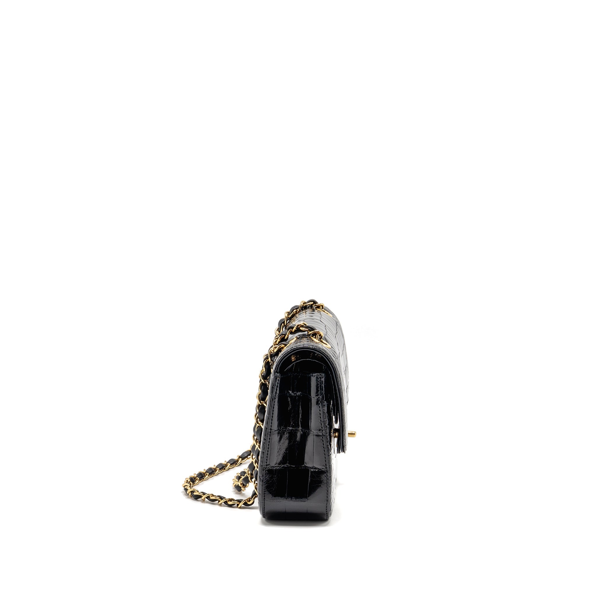 CHANEL MEDIUM CLASSIC DOUBLE FLAP BAG ALLIGATOR MISSISSIPPIENSIS BLACK GHW