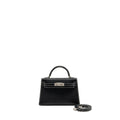 HERMES MINI KELLY II SPECIAL ORDER CHEVRE MYSORE BLACK / GRIS PERLE SHW