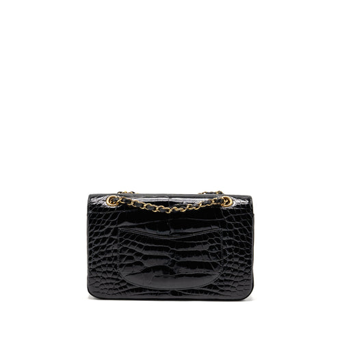 CHANEL MEDIUM CLASSIC DOUBLE FLAP BAG ALLIGATOR MISSISSIPPIENSIS BLACK GHW