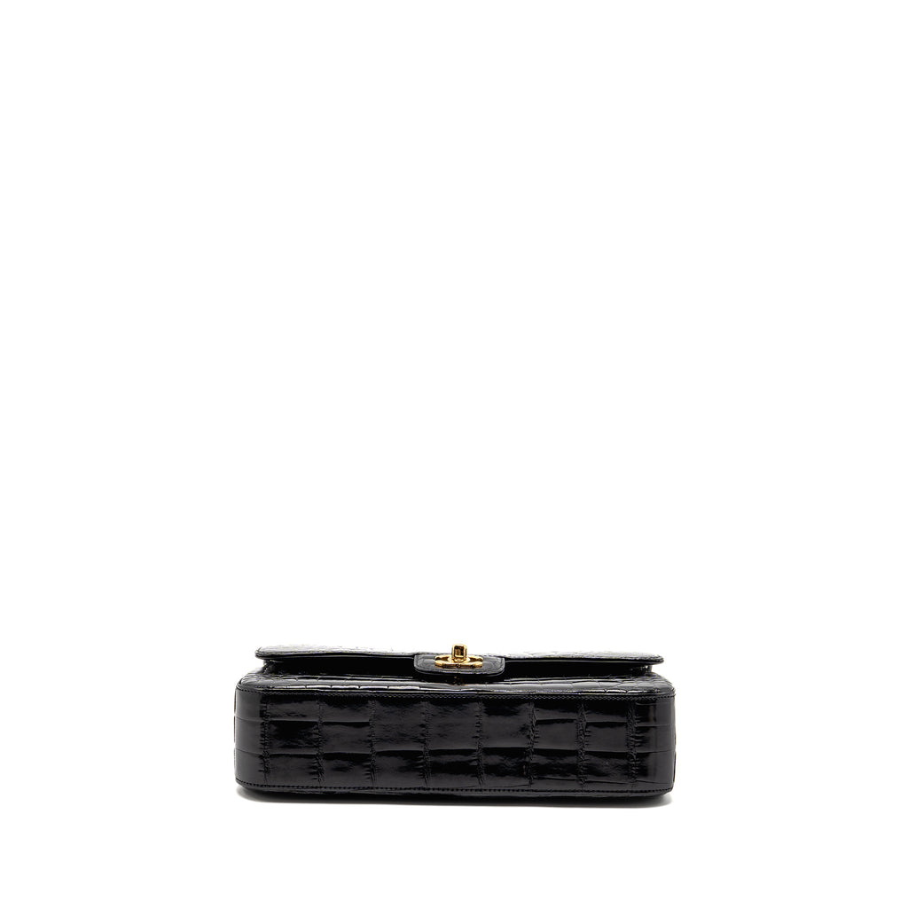 CHANEL MEDIUM CLASSIC DOUBLE FLAP BAG ALLIGATOR MISSISSIPPIENSIS BLACK GHW
