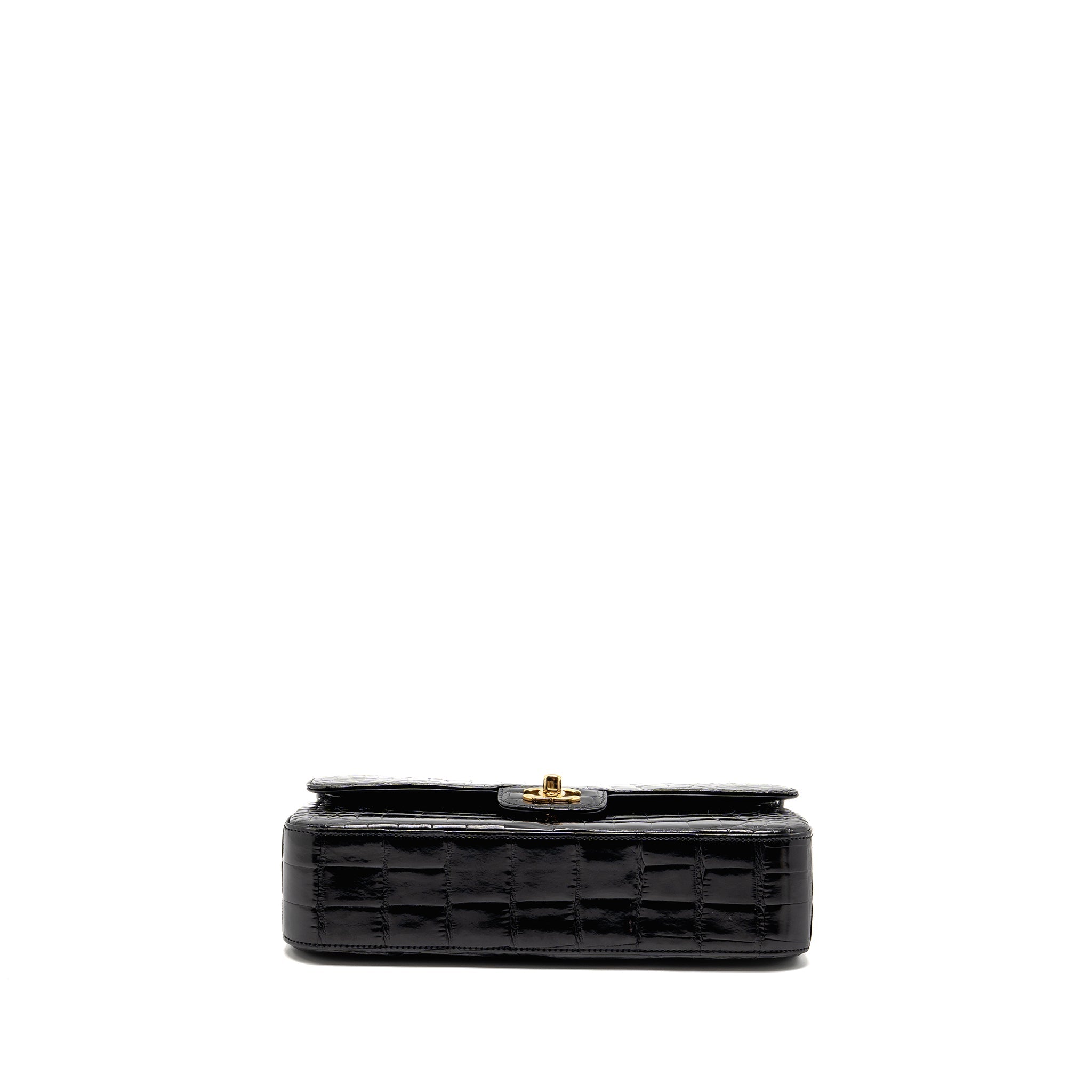 CHANEL MEDIUM CLASSIC DOUBLE FLAP BAG ALLIGATOR MISSISSIPPIENSIS BLACK GHW