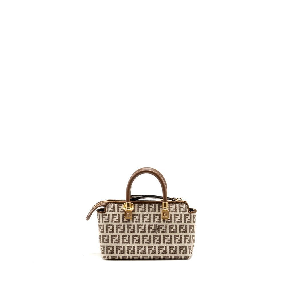 FENDI BY THE WAY MINI BAG FF CANVAS/LEATHER BROWN/CREAM GHW