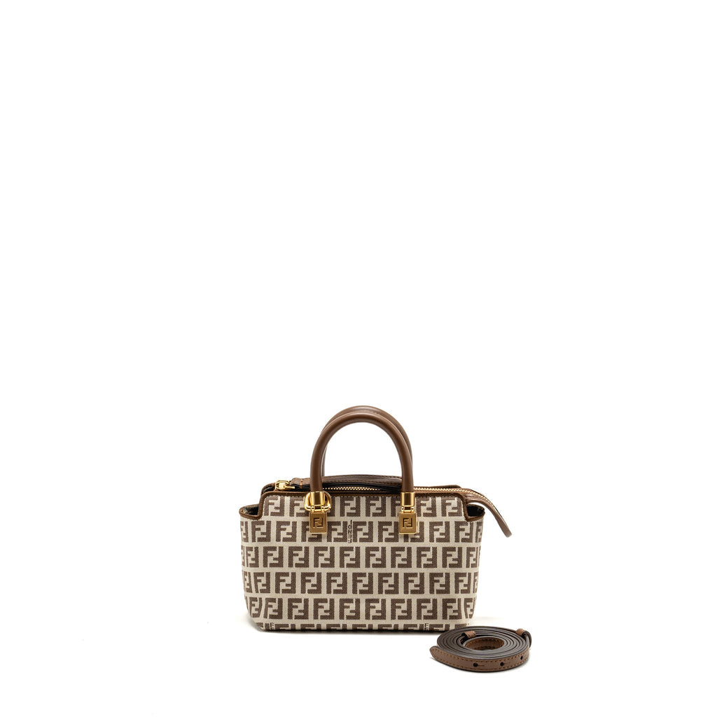 FENDI BY THE WAY MINI BAG FF CANVAS/LEATHER BROWN/CREAM GHW