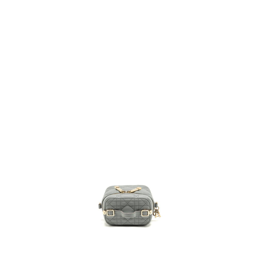 DIOR MICRO LADY DIOR VANITY CASE LAMBSKIN BLUE LGHW