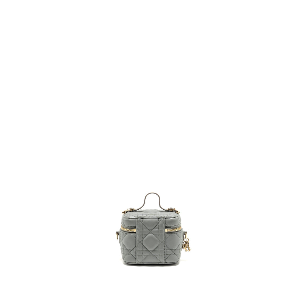 DIOR MICRO LADY DIOR VANITY CASE LAMBSKIN BLUE LGHW