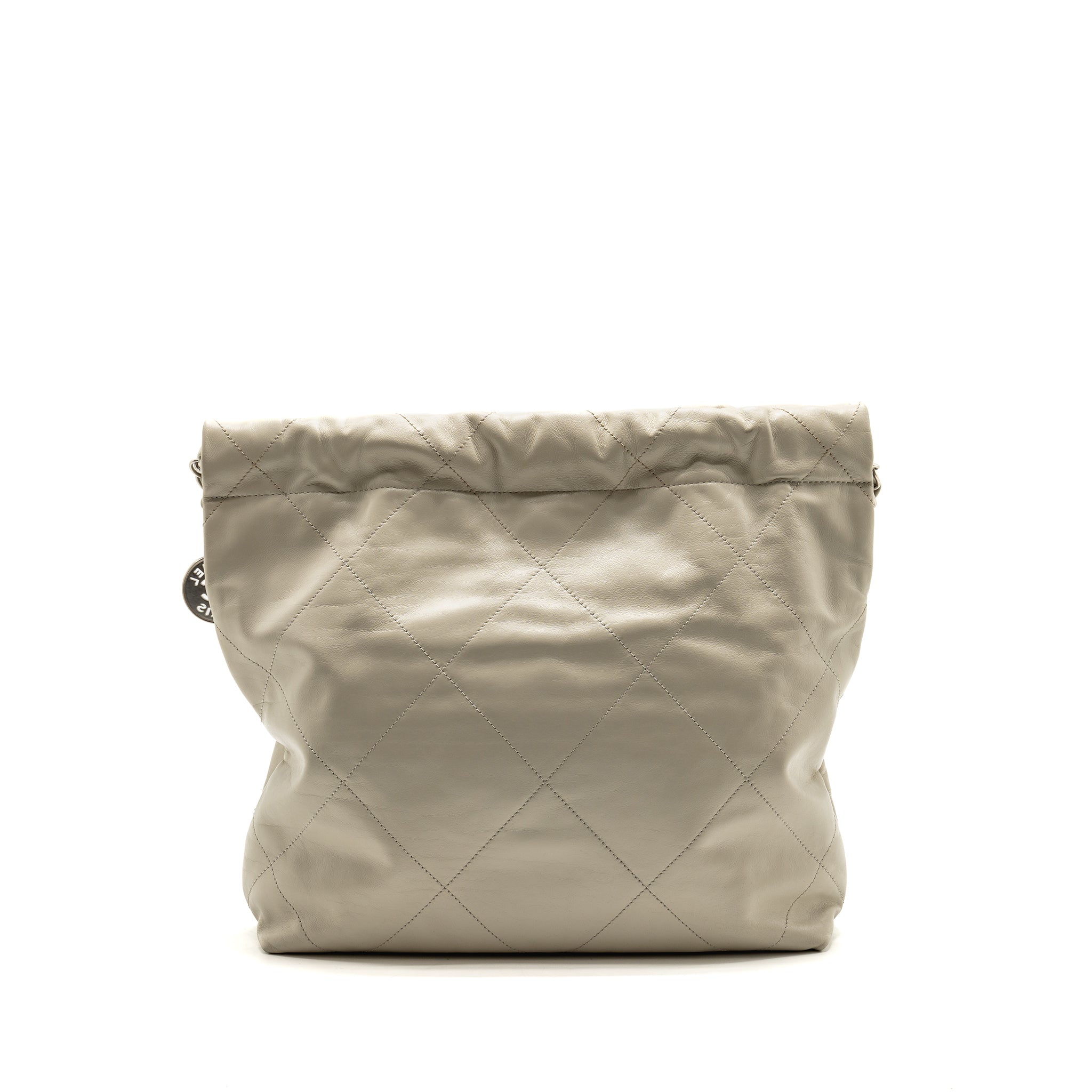 CHANEL SMALL 22 SHINY CALFSKIN LIGHT GREY SHW (MICROCHIP)
