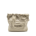 CHANEL SMALL 22 SHINY CALFSKIN LIGHT GREY SHW (MICROCHIP)