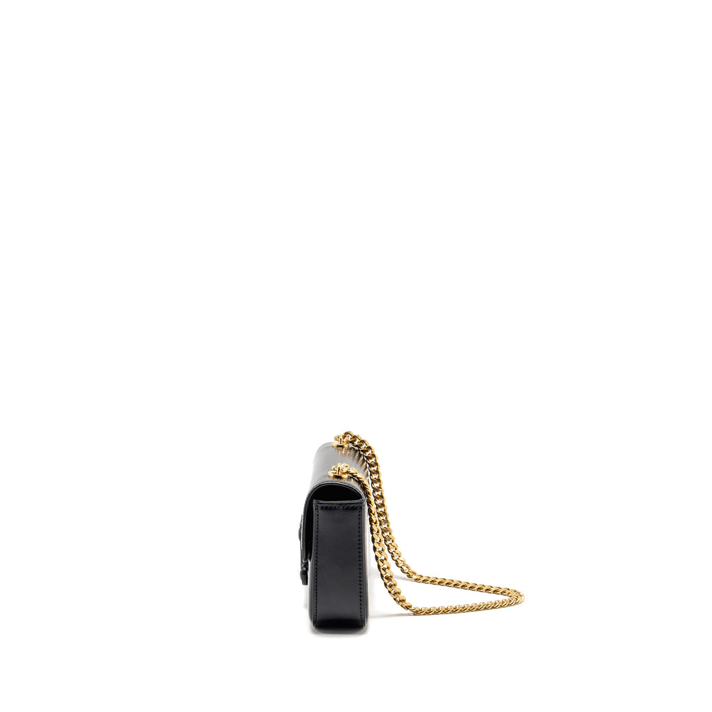 CELINE CUIR TRIOMPHE CHAIN SHOULDER BAG SHINY CALFSKIN BLACK GHW