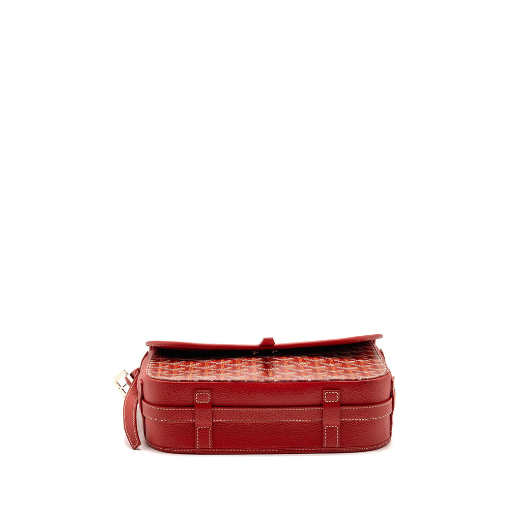 GOYARD BELVEDERE MM MESSENGER BAG GOYARDINE CANVAS/CALFSKIN RED SHW
