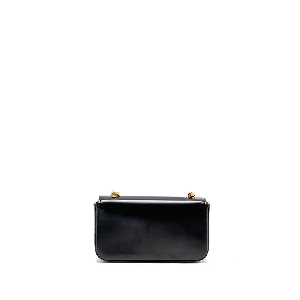 CELINE CUIR TRIOMPHE CHAIN SHOULDER BAG SHINY CALFSKIN BLACK GHW