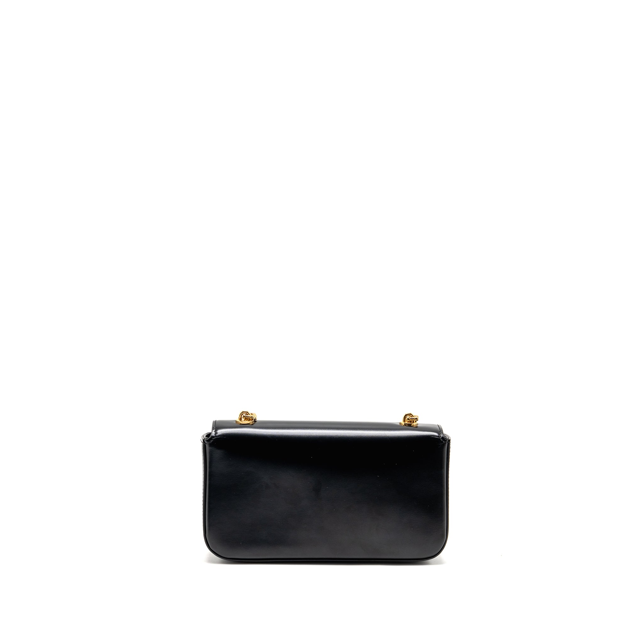 CELINE CUIR TRIOMPHE CHAIN SHOULDER BAG SHINY CALFSKIN BLACK GHW