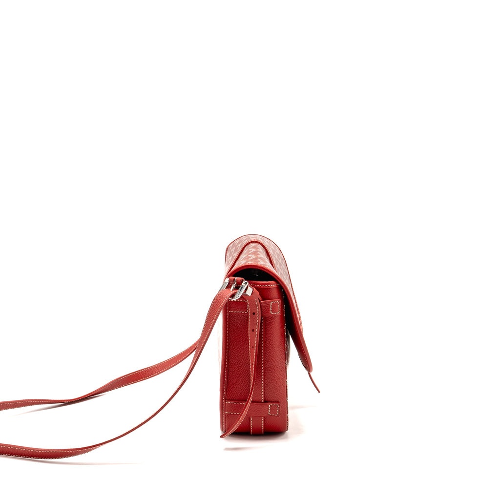 GOYARD BELVEDERE MM MESSENGER BAG GOYARDINE CANVAS/CALFSKIN RED SHW
