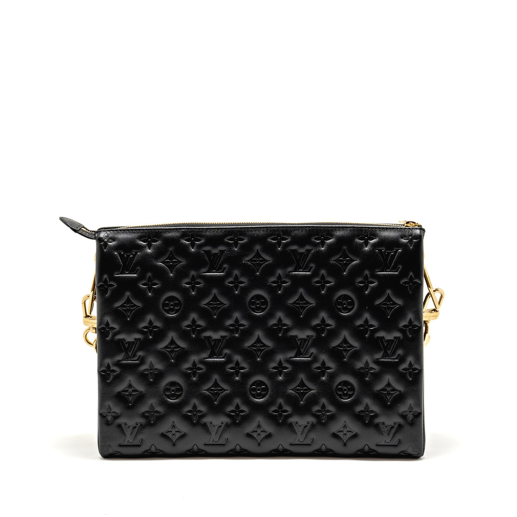 LOUIS VUITTON COUSSIN MM MONOGRAM-EMBOSSED PUFFY LAMBSKIN BLACK GHW
