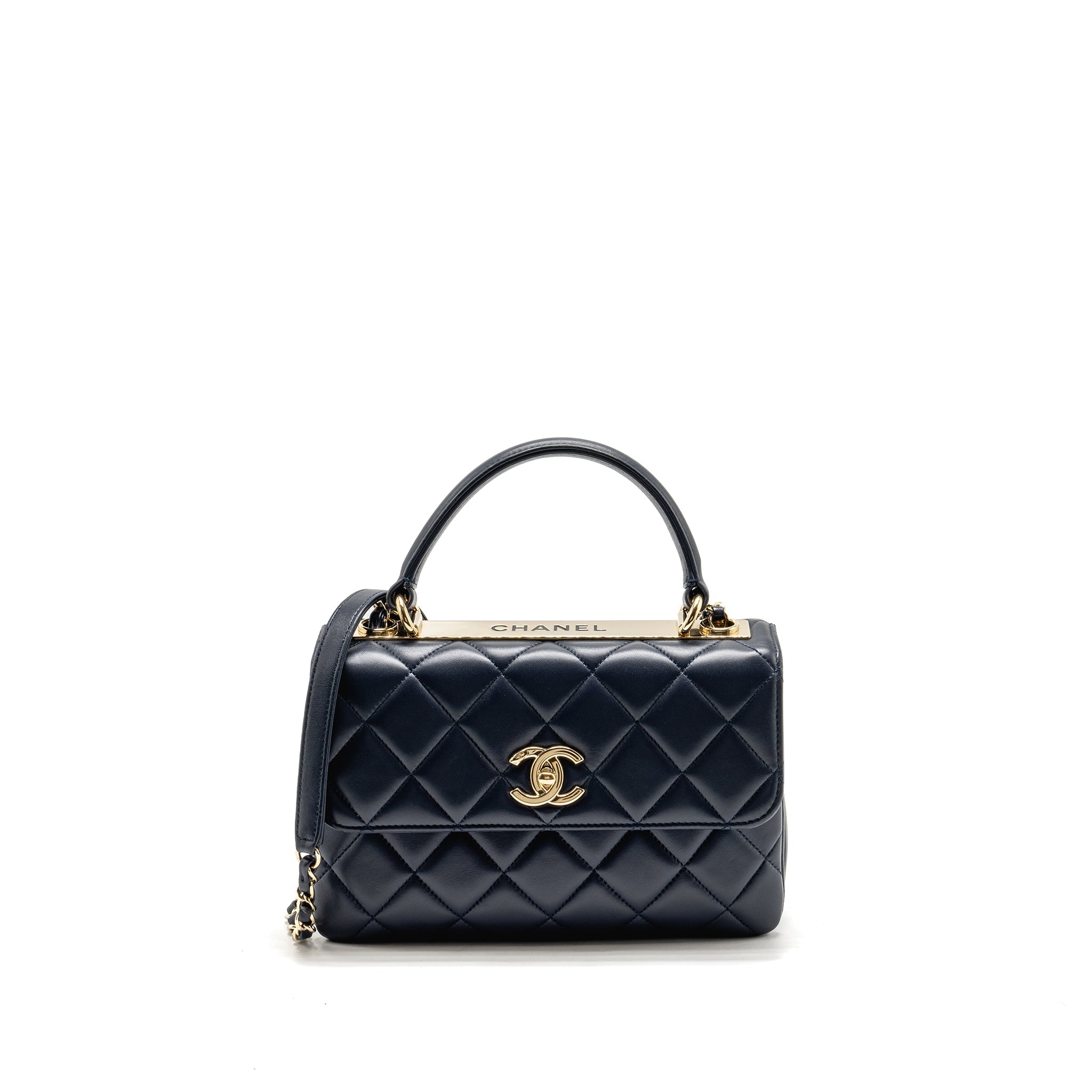 CHANEL SMALL TRENDY CC FLAP BAG LAMBSKIN BLUE LGHW