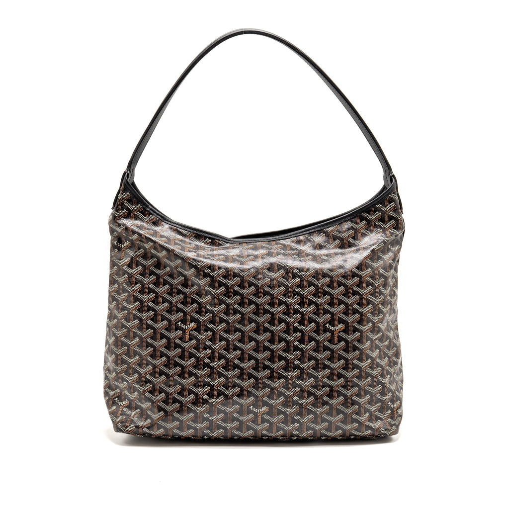 GOYARD BOHEME HOBO BAG GOYARDINE CANVAS/CALFSKIN BLACK SHW