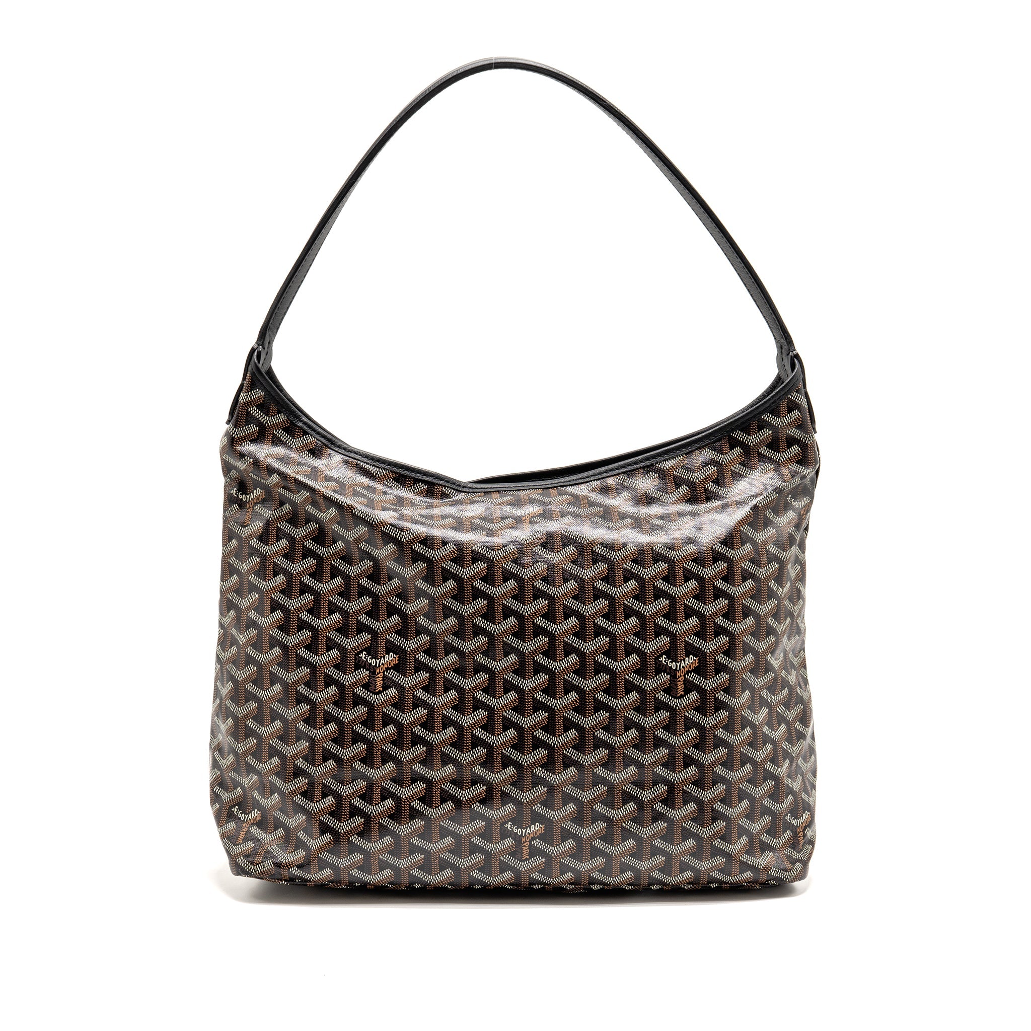 GOYARD BOHEME HOBO BAG GOYARDINE CANVAS/CALFSKIN BLACK SHW