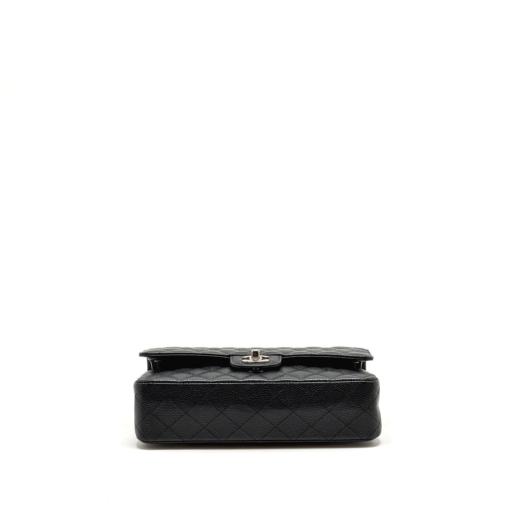 CHANEL MEDIUM CLASSIC DOUBLE FLAP BAG CAVIAR BLACK SHW (MICROCHIP)