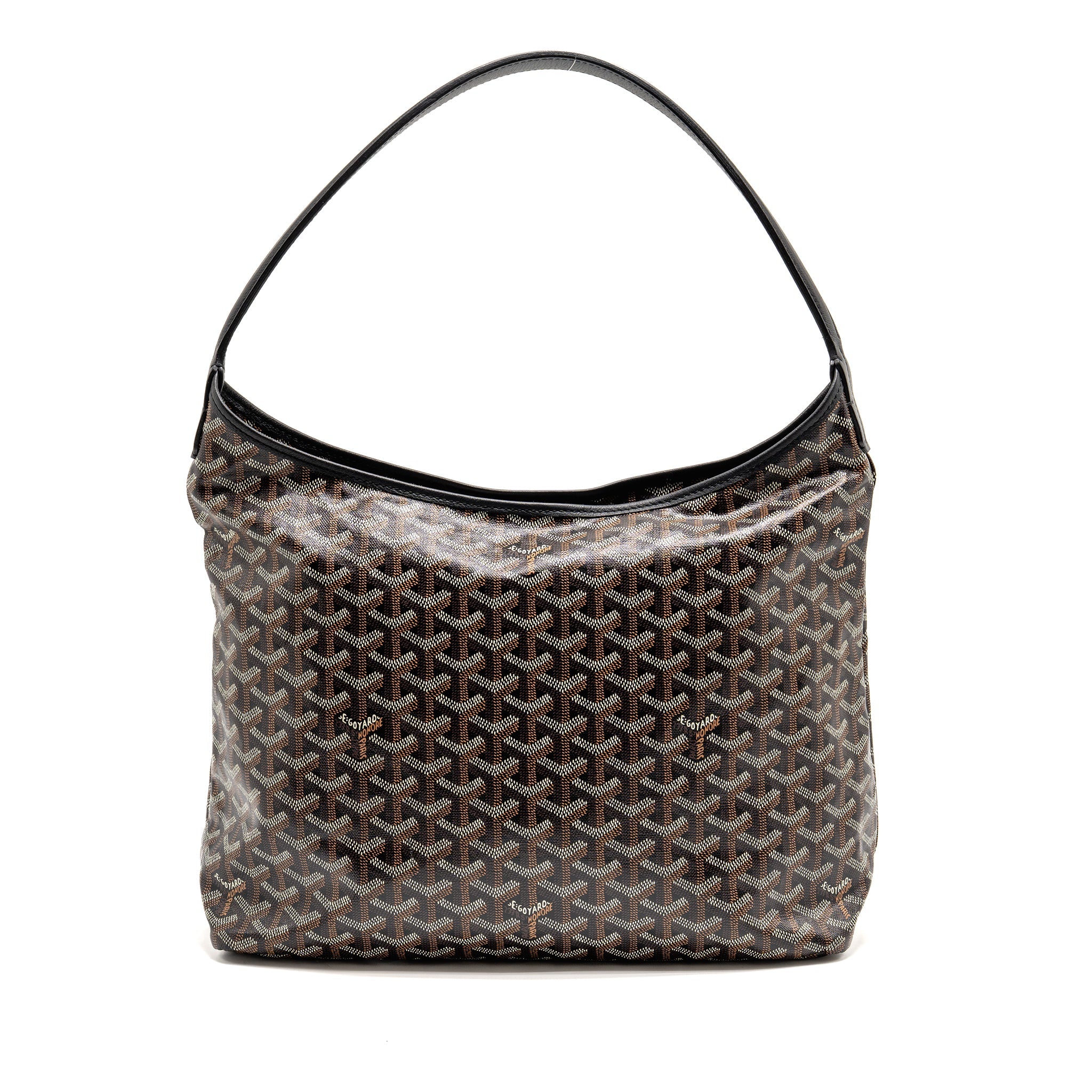 GOYARD BOHEME HOBO BAG GOYARDINE CANVAS/CALFSKIN BLACK SHW
