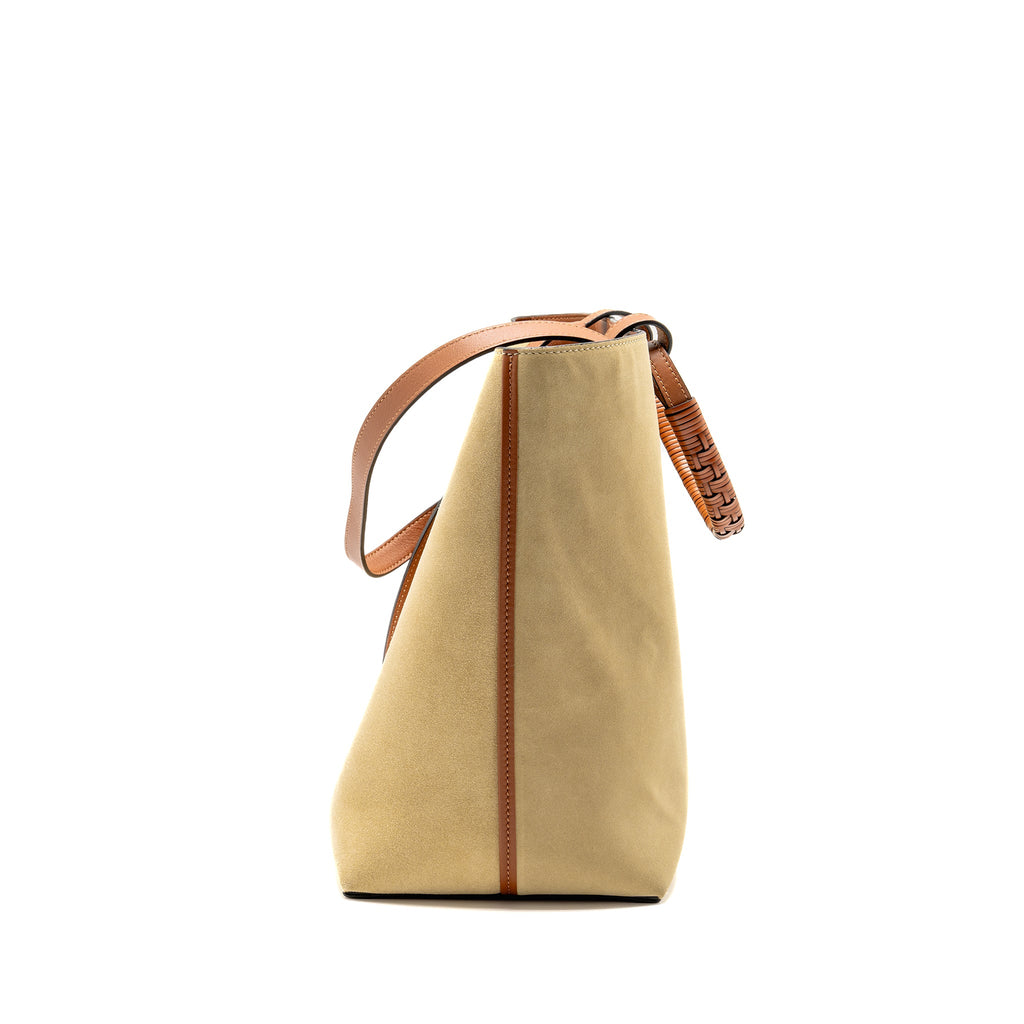 LOEWE ANAGRAM TOTE BAG SUEDE LEATHER BEIGE/BROWN
