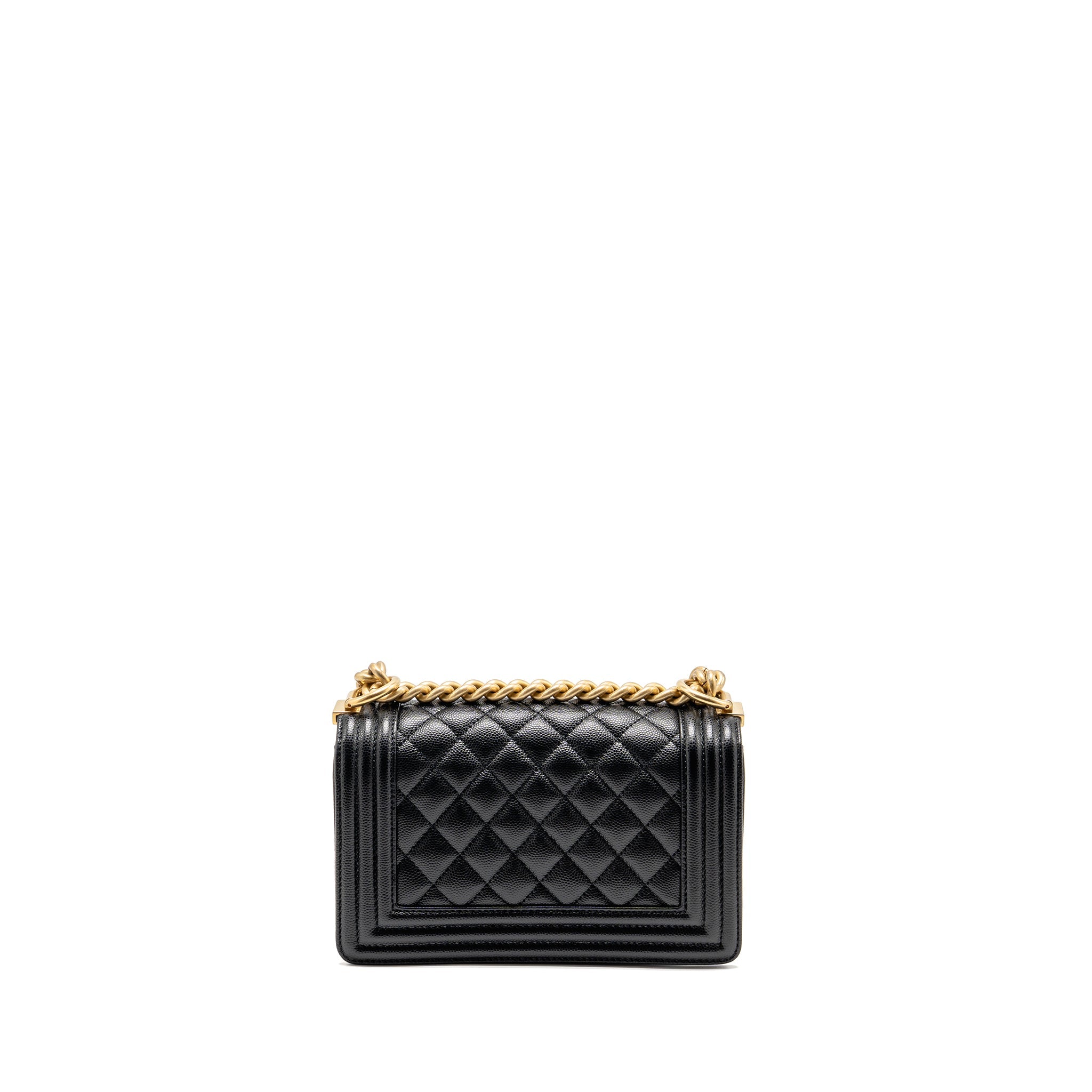 CHANEL SMALL BOY BAG CAVIAR BLACK GHW (MICROCHIP)