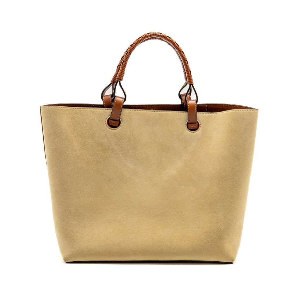 LOEWE ANAGRAM TOTE BAG SUEDE LEATHER BEIGE/BROWN