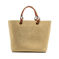 LOEWE ANAGRAM TOTE BAG SUEDE LEATHER BEIGE/BROWN