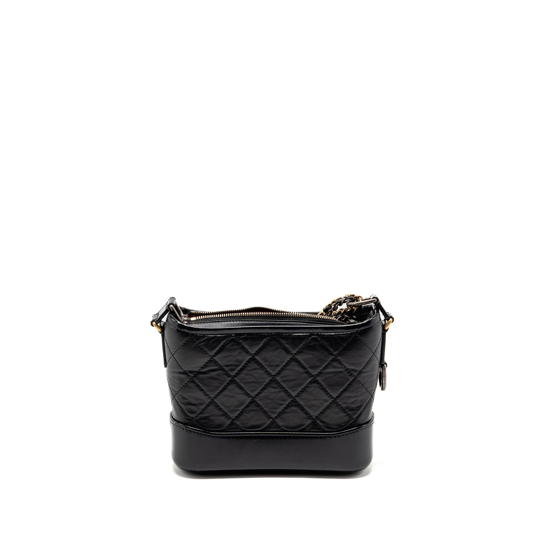 CHANEL SMALL GABRIELLE HOBO BAG AGED CALFSKIN BLACK MULTICOLOURED HARDWARE (MICROCHIP)