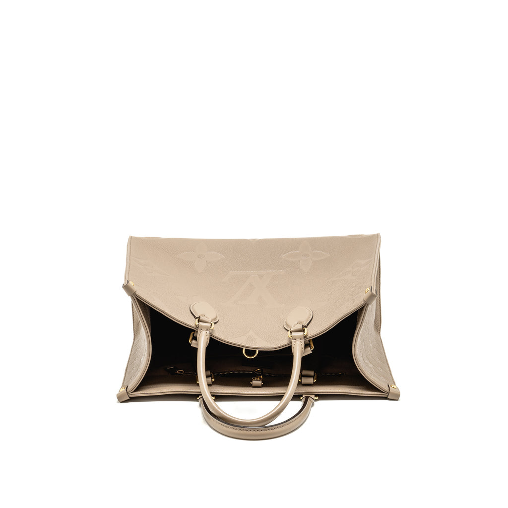 LOUIS VUITTON ONTHEGO MM MONOGRAM EMPREINETE LEATHER GREY LGHW