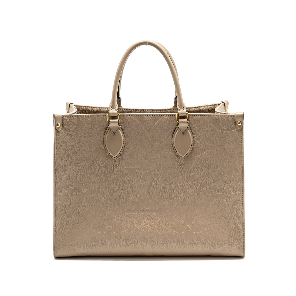 LOUIS VUITTON ONTHEGO MM MONOGRAM EMPREINETE LEATHER GREY LGHW
