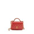CHANEL CHAIN TOP HANDLE INFINITE FLAP BAG LEATHER RED GHW