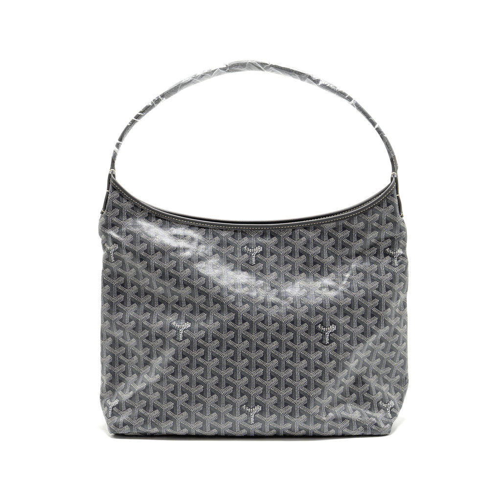 GOYARD BOHEME HOBO PM BAG GOYARDINE CANVAS/CALFSKIN GRIS SHW