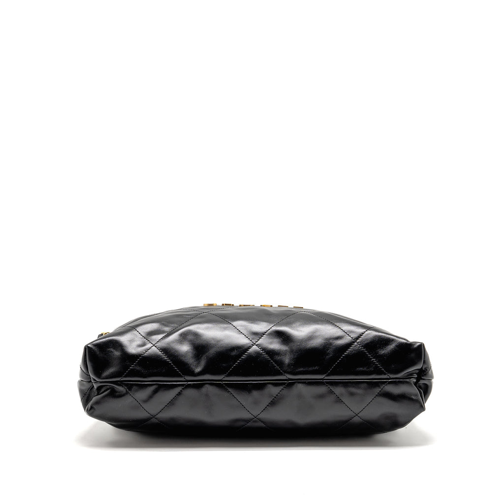 CHANEL MEDIUM 22 BAG SHINY CALFSKIN BLACK GHW (MICROCHIP)