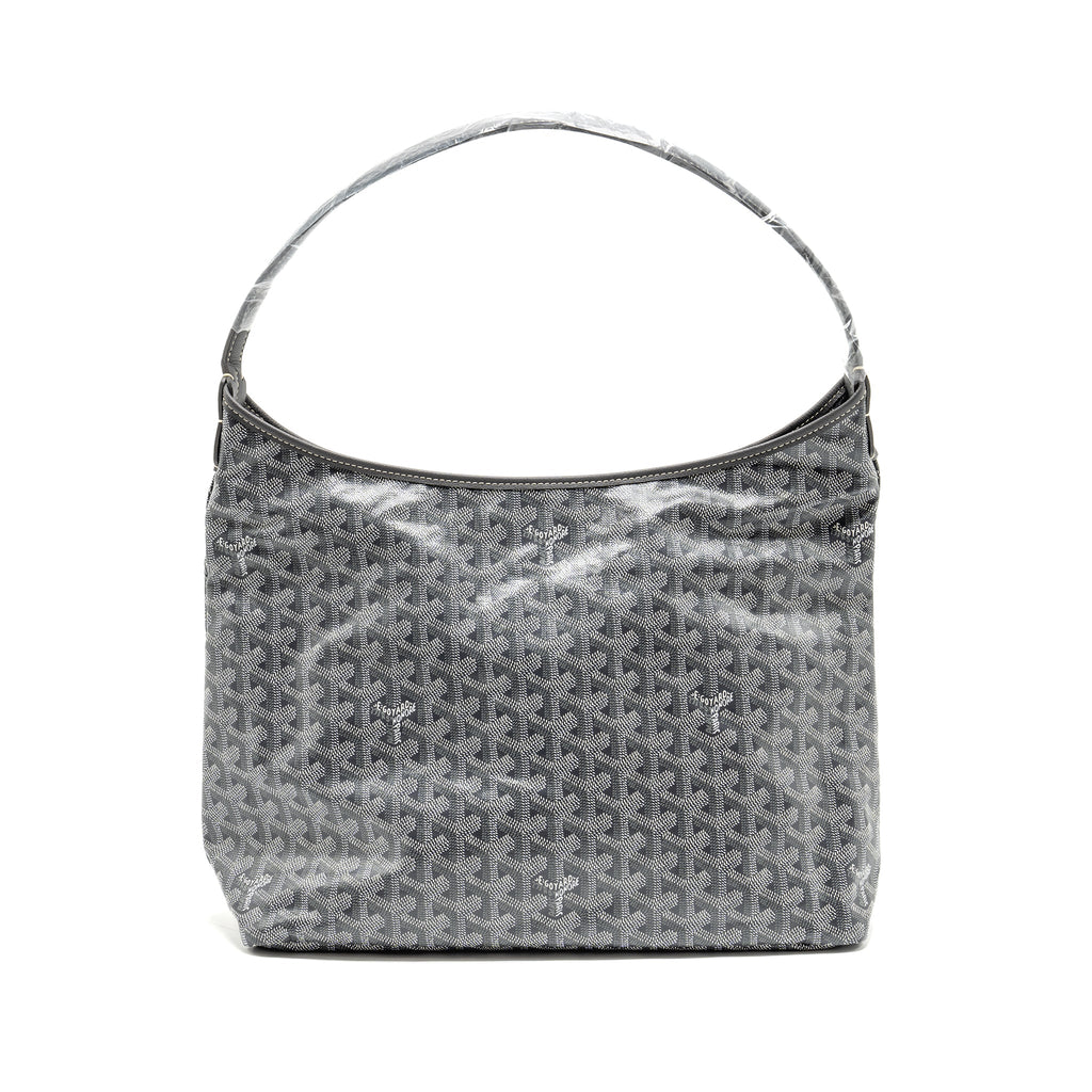 GOYARD BOHEME HOBO PM BAG GOYARDINE CANVAS/CALFSKIN GRIS SHW
