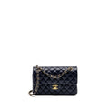CHANEL SMALL CLASSIC DOUBLE FLAP BAG CAVIAR NAVY GHW (MICROCHIP)
