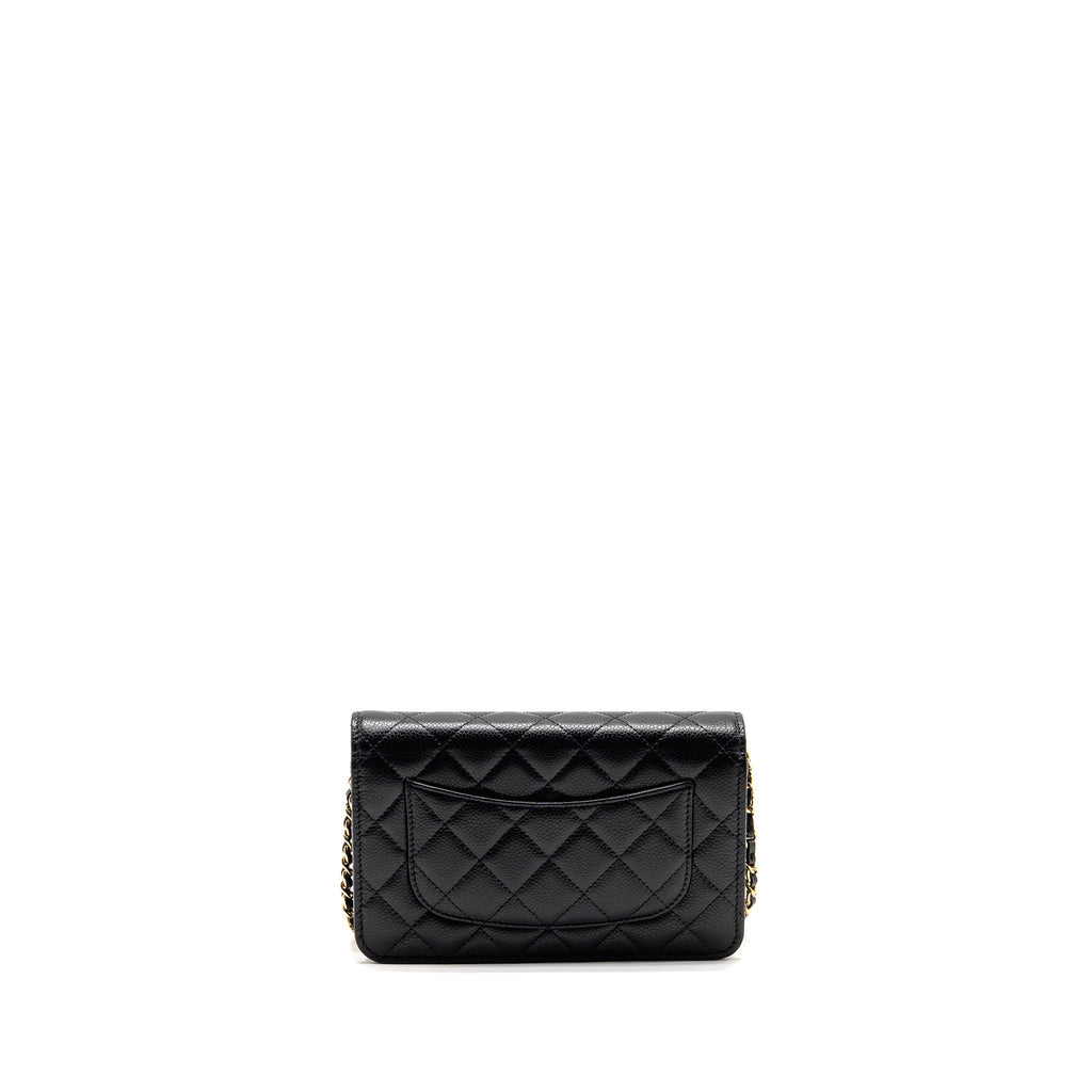 CHANEL CLASSIC WALLET ON CHAIN CAVIAR BLACK GHW (MICROCHIP)