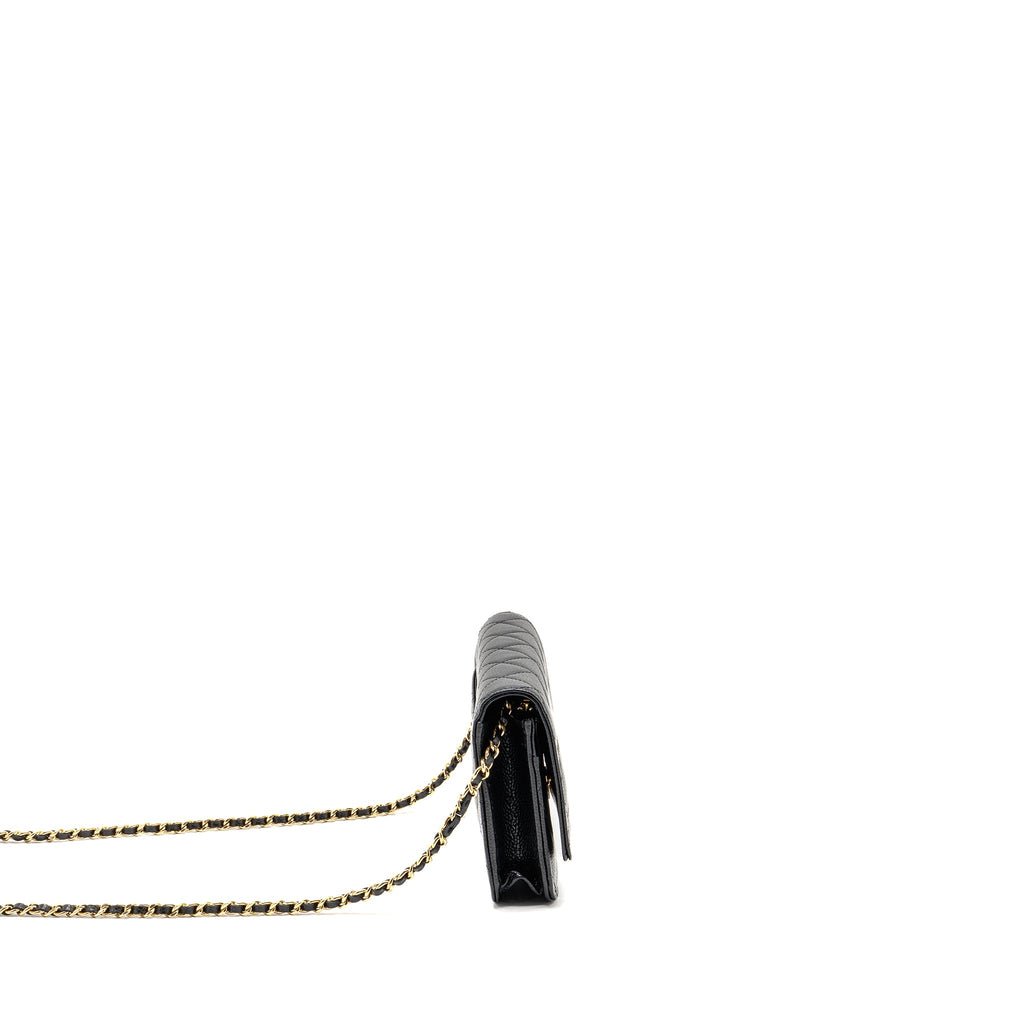 CHANEL CLASSIC WALLET ON CHAIN CAVIAR BLACK GHW (MICROCHIP)