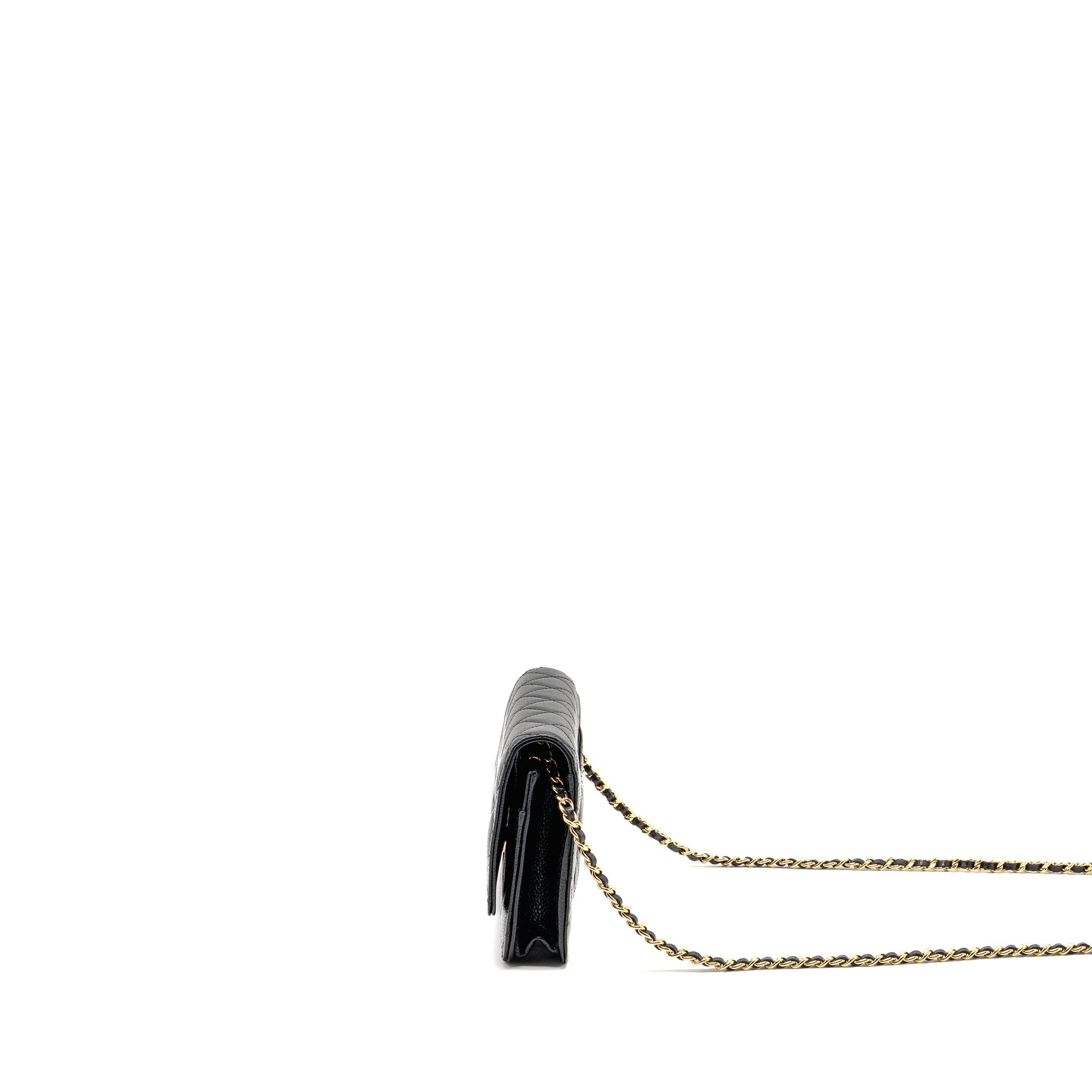 CHANEL CLASSIC WALLET ON CHAIN CAVIAR BLACK GHW (MICROCHIP)