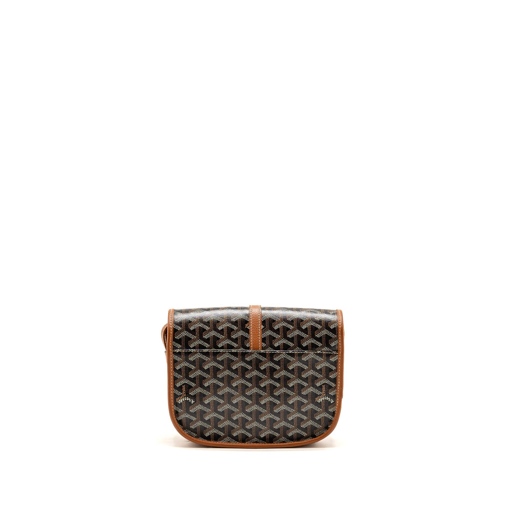 GOYARD BELVEDERE PM MESSENGER BAG GOYARDINE CANVAS/CALFSKIN TAN SHW