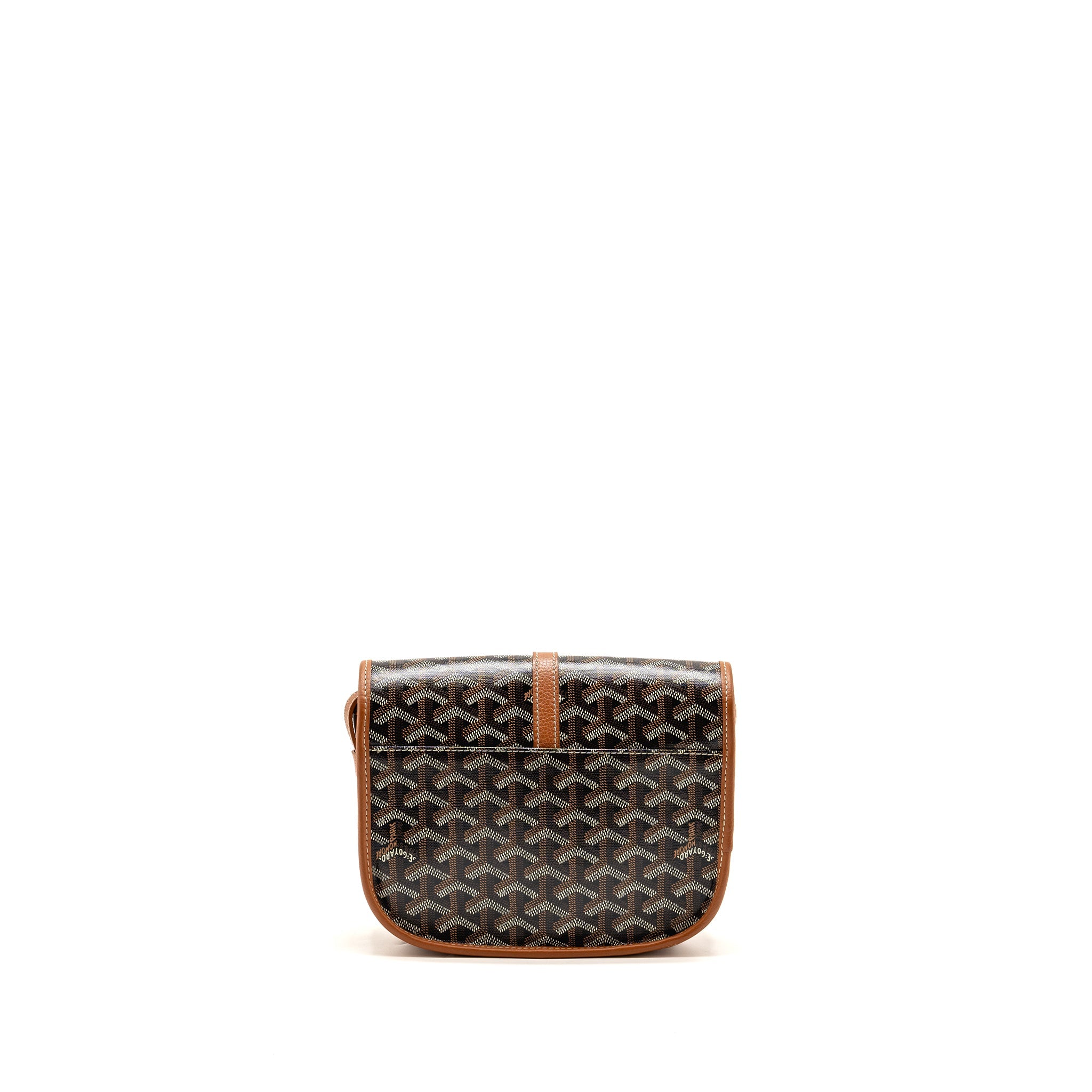 GOYARD BELVEDERE PM MESSENGER BAG GOYARDINE CANVAS/CALFSKIN TAN SHW