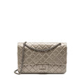 CHANEL MAXI 2.55 REISSUE FLAP BAG AGED CALFSKIN IRIDESCENT LIGHT GREY RUTHENIUM HARDWARE