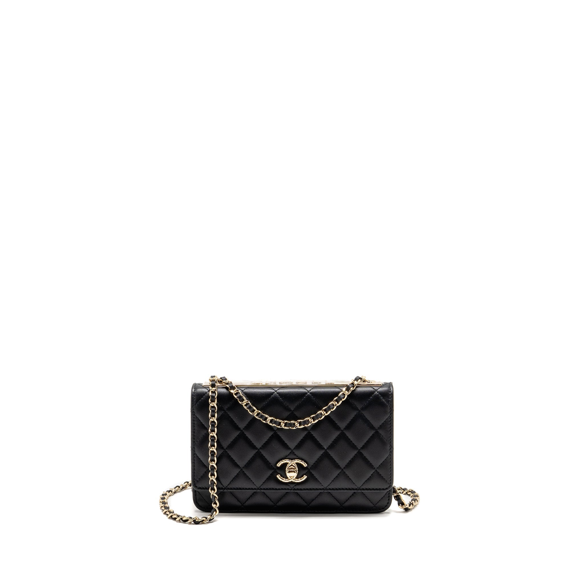 CHANEL TRENDY CC WALLET ON CHAIN LAMBSKIN BLACK LGHW (MICROCHIP)