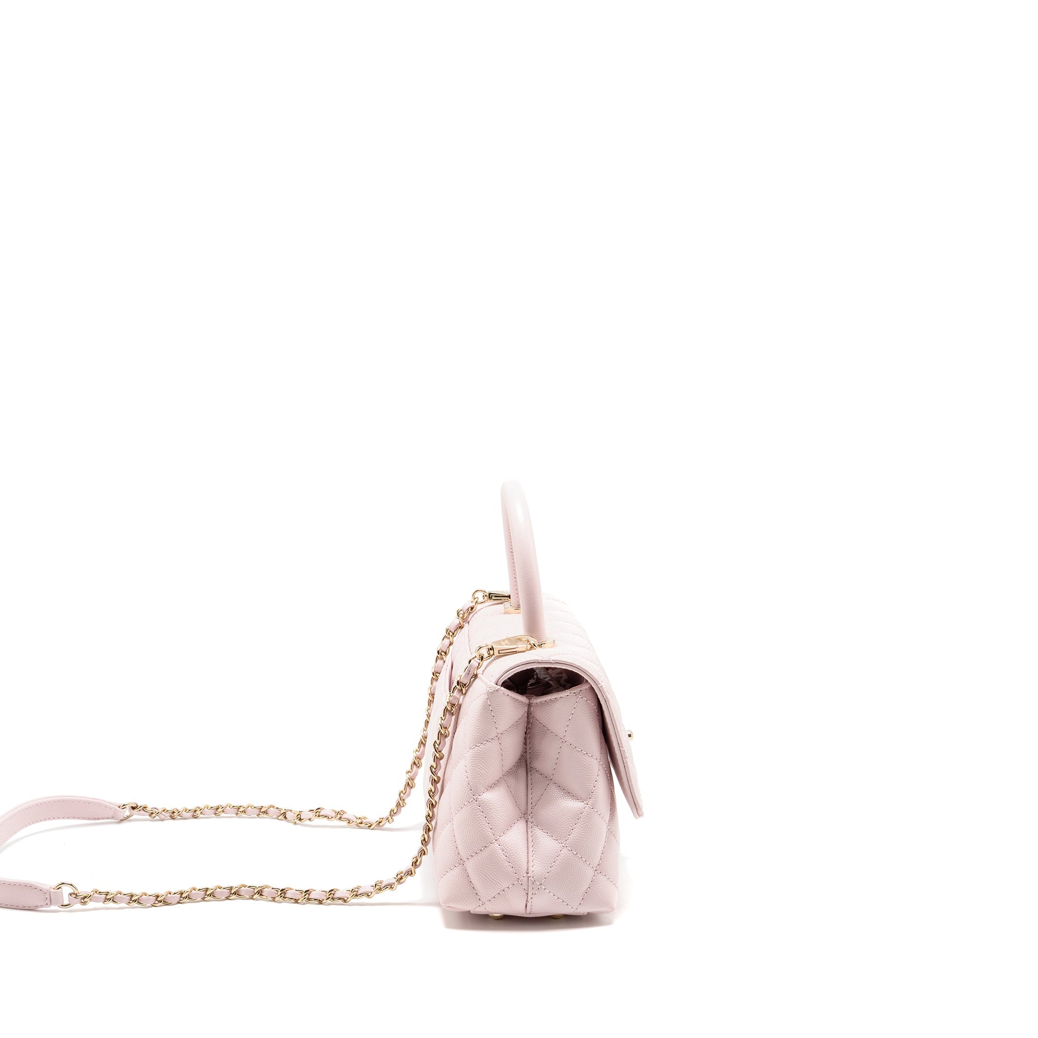 CHANEL SMALL COCO HANDLE CAVIAR LIGHT PINK LGHW (MICROCHIP)
