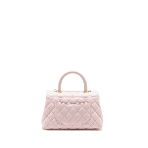 CHANEL SMALL COCO HANDLE CAVIAR LIGHT PINK LGHW (MICROCHIP)