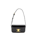 CELINE TRIOMPHE SHOULDER BAG SHINY CALFSKIN BLACK GHW
