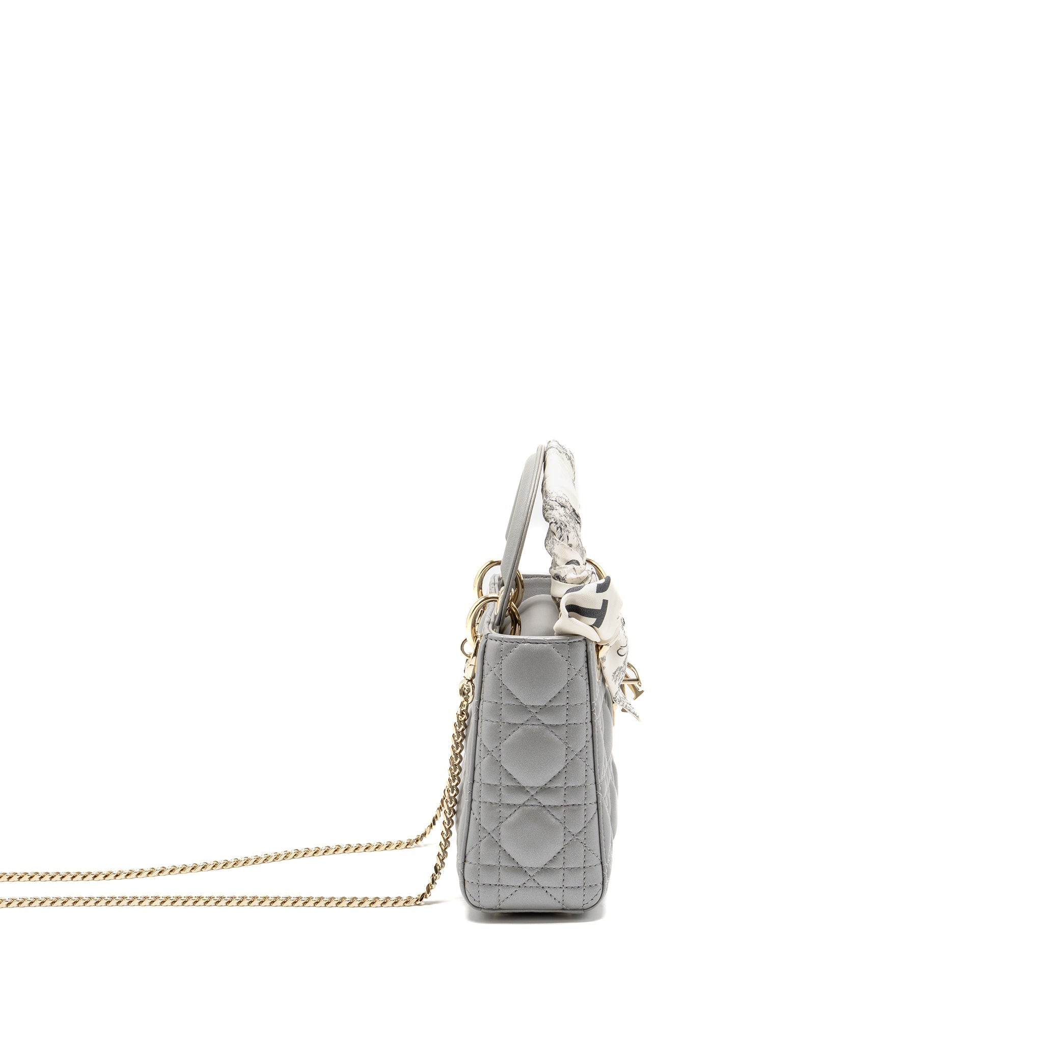 DIOR MINI LADY DIOR LAMBSKIN IRIDESCENT GREY LGHW