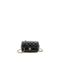 CHANEL QUILTED FLAP BAG WITH PEARL CHAIN LAMBSKIN BLACK LGHW